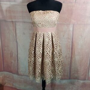 Minuet Strapless Pink and Cream Dress